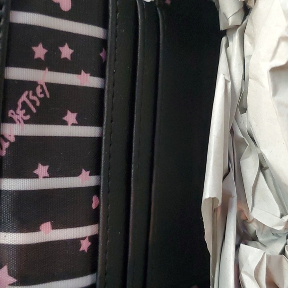 Luv Betsey Black and White Foley Purse with Rainbow Hearts and Earbud Pouch - Picture 8 of 8